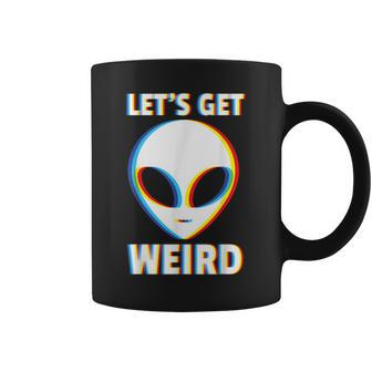 Let's Get Weird Alien Head Glitch Extraterrestrial Coffee Mug - Seseable