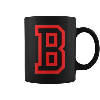 Letter B Large And Bold Outline In Red Coffee Mug | Mazezy