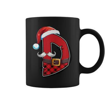 Letter D Initial Name Plaid Santa Hat Christmas Coffee Mug - Seseable