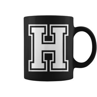 Letter H Name Initial Varsity Alphabet Monogram Coffee Mug - Seseable