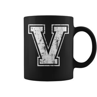 Letter V Uppercase Alphabet Initial School College Varsity Coffee Mug - Seseable