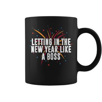 Letting In New Year Like A Boss Positive Quotes Coffee Mug | Mazezy