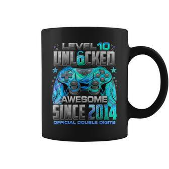 Level 10 Unlocked Awesome Since 2014 10Th Birthday Gaming Coffee Mug - Monsterry