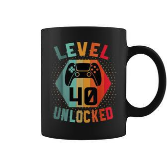 Level 40 Unlocked Birthday Vintage Gamer 40Th Birthday Coffee Mug - Monsterry DE