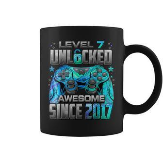 Level 7 Unlocked Awesome Since 2017 7Th Birthday Gaming Coffee Mug | Mazezy UK