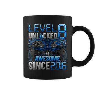 Level 8 Unlocked Awesome Since 2016 8Th Birthday Gaming Coffee Mug - Monsterry UK