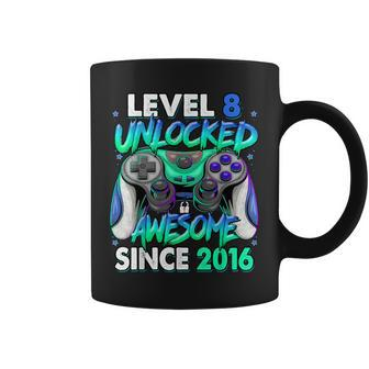 Level 8 Unlocked Awesome Since 2016 Gaming 8Th Birthday Coffee Mug - Monsterry