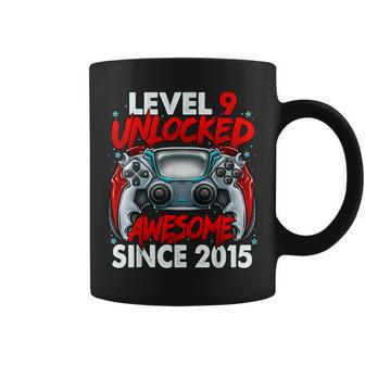 Level 9 Unlocked Awesome Since 2015 9Th Birthday Coffee Mug - Seseable
