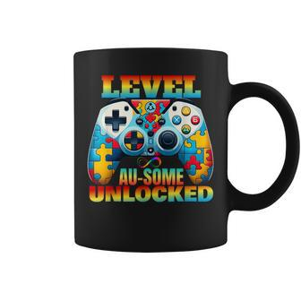 Level Au-Some Unlocked Video Game Controller Autism Coffee Mug - Monsterry