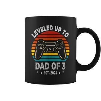 Leveled Up To Dad Of 3 Three Daddy Again 2024 Father's Day Coffee Mug - Monsterry CA