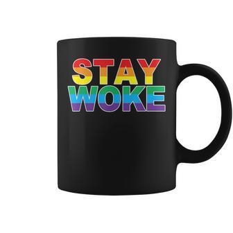 Lgbt Pride Rainbow Black Gay Stay Woke Coffee Mug - Monsterry AU