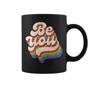 Lgbtq Be You Gay Pride Lgbt Ally Rainbow Flag Retro Vintage Coffee Mug - Monsterry