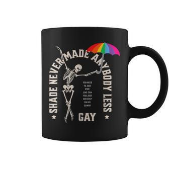 Lgbtq Pride Skeleton Dance Shade Never Made Anybody Less Gay Coffee Mug - Monsterry UK