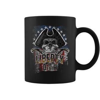 Liberty Or Death Patriotic American Flag Distressed Coffee Mug - Monsterry