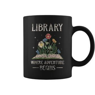 Library Where Adventure Begins Books Librarian Lover Coffee Mug - Seseable