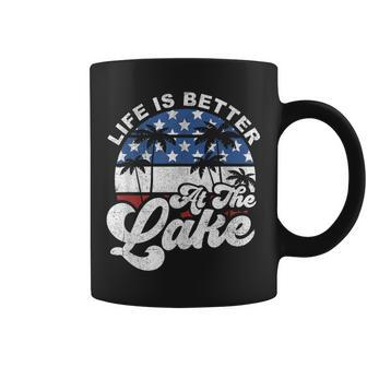 Life Is Better At The Lake 4Th Of July American Flag Summer Coffee Mug - Seseable