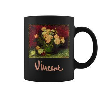 Still Life Bowl With Peonies And Roses By Vincent Van Gogh Coffee Mug - Monsterry CA