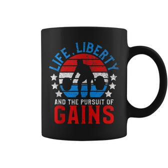 Life Liberty Pursuit Of Gains Workout Weight Lifting Coffee Mug - Monsterry