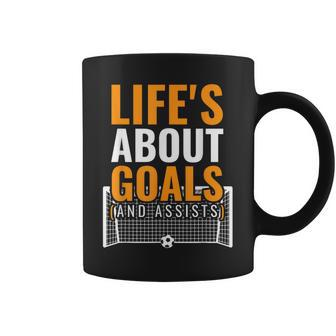 Life's About Goals And Assists Girls & Boys Football Coffee Mug - Thegiftio UK