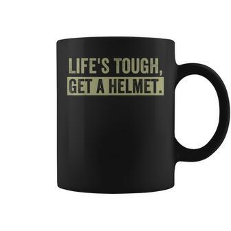 Life's Tough Get A Helmet Man Vintage Coffee Mug - Monsterry DE