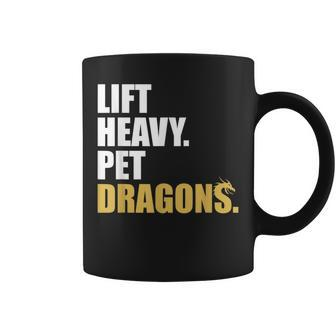Lift Heavy Pet Dragons Vintage Weightlifting Deadlift Coffee Mug - Monsterry