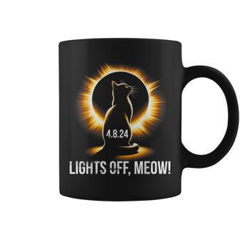 Lights Off Meow Cat Totality Total Solar Eclipse 2024 Coffee Mug - Thegiftio UK