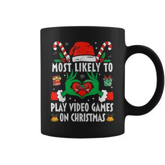 Most Likely To Play Video Games On Christmas Gamer Men Coffee Mug - Monsterry DE