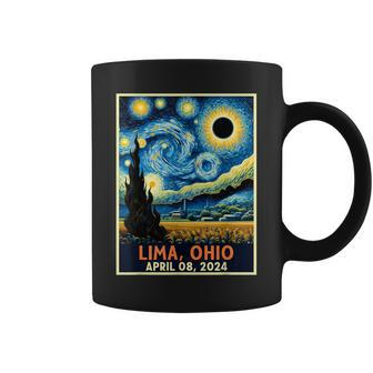 Lima Ohio Total Solar Eclipse 2024 Starry Night Van Gogh Coffee Mug - Seseable