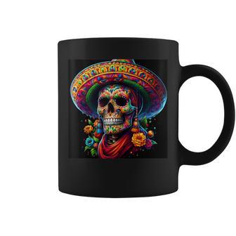 Linda Calavera Con Flores Coloridas Mexicanas Para Hombres Y Es Sin Mangas Taza de café - Regaloses