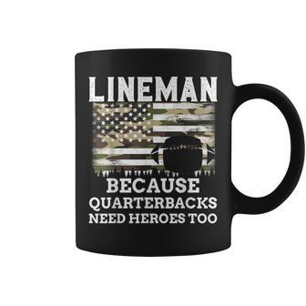 Lineman Football Patriotic American Flag Camouflage Coffee Mug - Monsterry UK