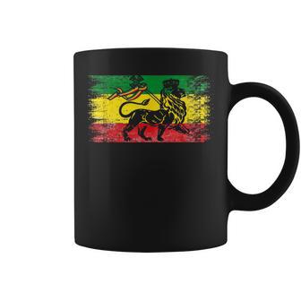 Lion Of Judah Rasta Ethiopian Reggae Old Ethiopia Flag Fan Coffee Mug - Monsterry DE