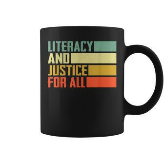 Literacy And Justice For All Retro Social Justice Coffee Mug - Monsterry