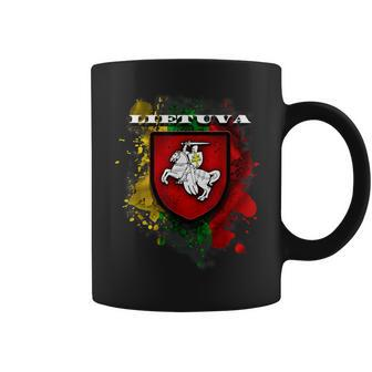 Lithuania National Attributes Flag And Vytis Coffee Mug - Thegiftio UK
