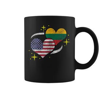 Lithuanian American Flag Heart Lithuanian Vintage Coffee Mug - Monsterry AU