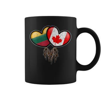 Lithuanian Canadian Flags Inside Hearts With Roots Coffee Mug - Monsterry AU