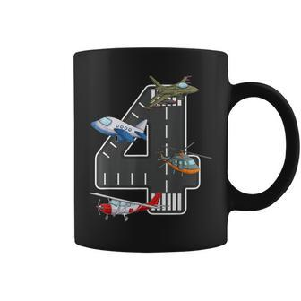 Little Pilot 4Th Birthday Party 4 Four Year Old Airplane Coffee Mug - Seseable
