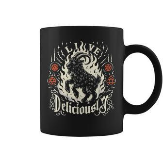 Live Deliciously Occult Goat Witch Horror Coffee Mug - Monsterry CA