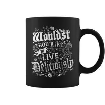 Live Deliciously Vintage Distressed Cottage Core Witch Coffee Mug - Monsterry UK