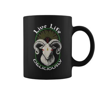 Live Life Deliciously Lucifer Baphomet Coffee Mug - Monsterry