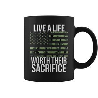 Live A Life Worth Their Sacrifice Veterans Day Military Coffee Mug - Monsterry DE
