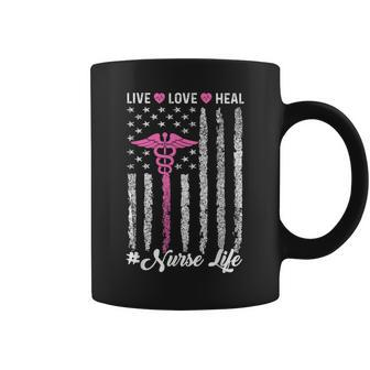 Live Love Heal America Heart Nurse Life Coffee Mug - Monsterry