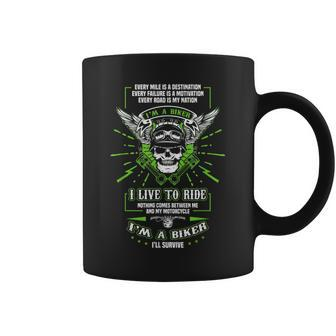 I Live To Ride Motorcycle Biker Gear Skull Weekend Warrior Coffee Mug - Monsterry AU