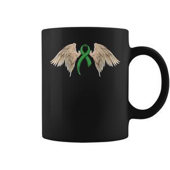 Liver Cancer Awareness Angel Green Ribbon Back Print Coffee Mug - Monsterry UK