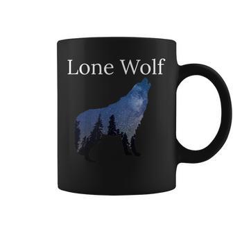 Lone Wolf For Shy Introverts & Wolf Lovers Guys Coffee Mug - Monsterry