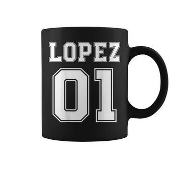 Lopez 01 Back Print Sports Jersey Style Family Name Fun Coffee Mug - Seseable
