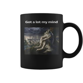 Got A Lot On My Mind Sitting Wolf Meme For Women Coffee Mug - Monsterry