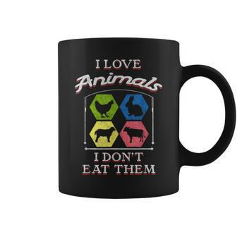 I Love Animals I Don't Eat Them Vegan Coffee Mug - Monsterry AU