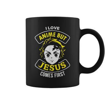 I Love Anime But Jesus Comes First Christian Japan Yellow Coffee Mug - Thegiftio UK