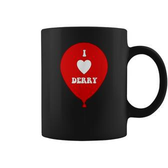 I Love Derry On Red Balloon I Heart Derry Maine Coffee Mug - Monsterry CA