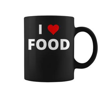 I Love Food With A Red Heart Coffee Mug - Monsterry